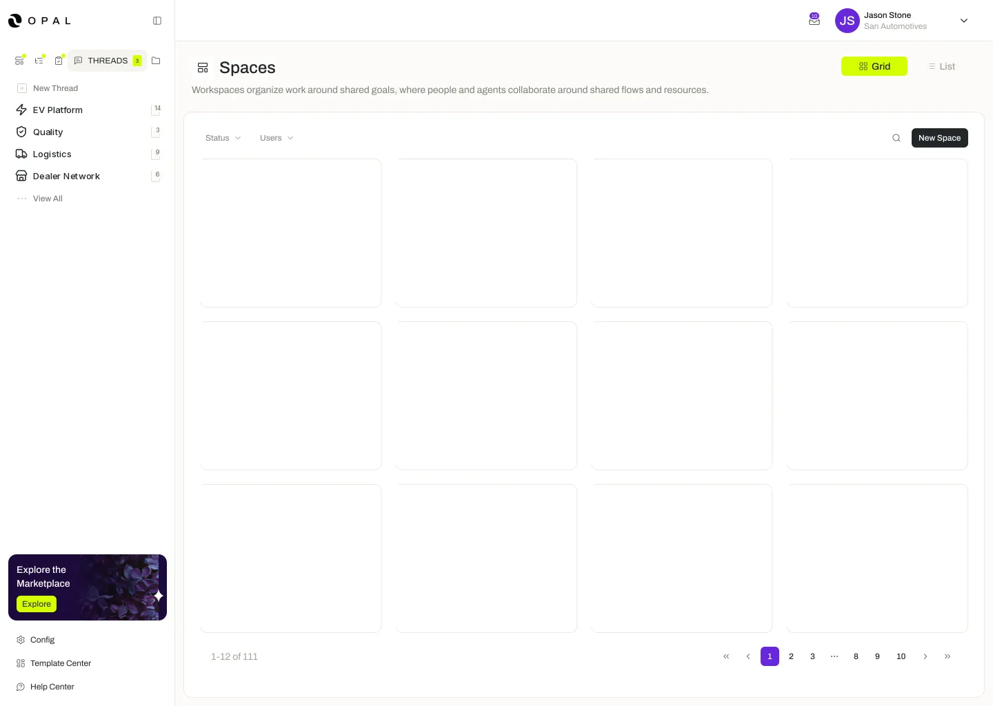 Space overview · team view